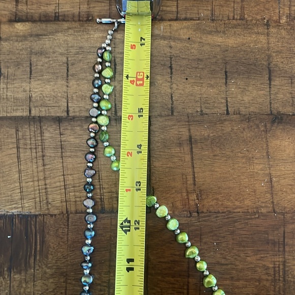 ABALONE, PERIDOT, FRESH WATER PEARL and sterling necklace - Picture 4 of 10